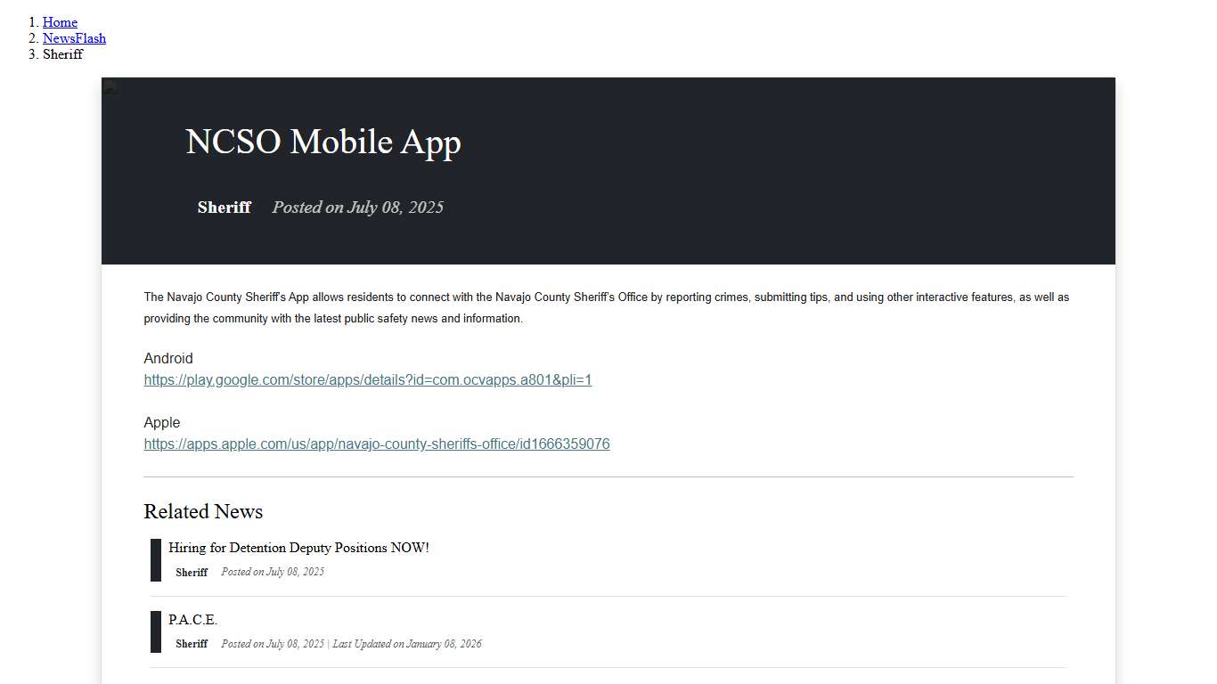 NCSO Mobile App • Navajo County, AZ